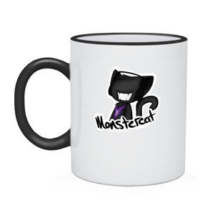 Кружка двухцветная с принтом Monstercat в Курске, керамика | объем — 330 мл, диаметр — 80 мм. Цветная ручка и кайма сверху, в некоторых цветах — вся внутренняя часть | Тематика изображения на принте: monstercat | клуб | клубная музыка | кот | котенок | кошка | лейбл | монстар | монстар кет | монстер | музыка | танцевальная музыка | электронная | электронная музыка