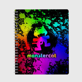 Тетрадь с принтом Monstercat в Курске, 100% бумага | 48 листов, плотность листов — 60 г/м2, плотность картонной обложки — 250 г/м2. Листы скреплены сбоку удобной пружинной спиралью. Уголки страниц и обложки скругленные. Цвет линий — светло-серый
 | Тематика изображения на принте: monstercat | клуб | клубная музыка | кот | котенок | кошка | лейбл | монстар | монстар кет | монстер | музыка | танцевальная музыка | электронная | электронная музыка