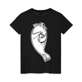Женская футболка хлопок с принтом Нерпа Нина с Байкалом в Курске, 100% хлопок | прямой крой, круглый вырез горловины, длина до линии бедер, слегка спущенное плечо | baikal | irkutsk | байкал | иркутск | нерпа