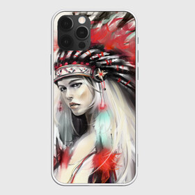 Чехол для iPhone 12 Pro с принтом Индейская девушка в Курске, силикон | область печати: задняя сторона чехла, без боковых панелей | африка | индейцы | куп | перо | перья | этно