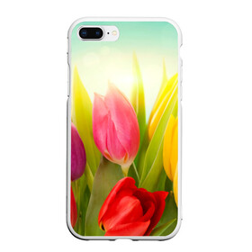 Чехол для iPhone 7Plus/8 Plus матовый с принтом Тюльпаны в Курске, Силикон | Область печати: задняя сторона чехла, без боковых панелей | бабушке | девочке | девушке | дочке | желтые цветы | женщине | маме | подруге | природа | розовые цветы | розы | сестре | теще | тюльпаны | цветы