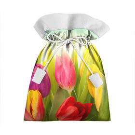 Подарочный 3D мешок с принтом Тюльпаны в Курске, 100% полиэстер | Размер: 29*39 см | бабушке | девочке | девушке | дочке | желтые цветы | женщине | маме | подруге | природа | розовые цветы | розы | сестре | теще | тюльпаны | цветы