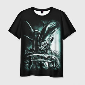 Мужская футболка 3D с принтом Чужой в Курске, 100% полиэфир | прямой крой, круглый вырез горловины, длина до линии бедер | alien | aliens | xenomorph | ксеноморф | монстры | ужасы | чужие | чужой