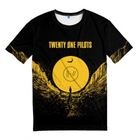 Мужская футболка 3D с принтом TWENTY ONE PILOTS в Курске, 100% полиэфир | прямой крой, круглый вырез горловины, длина до линии бедер | Тематика изображения на принте: 21 | blurryface | one | pilots | trench | twenty | ван | дан | джозеф | джош | пайлотс | пилотс | рок | тайлер | твенти