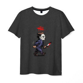 Мужская футболка 3D с принтом Dead by Daylight в Курске, 100% полиэфир | прямой крой, круглый вырез горловины, длина до линии бедер | 