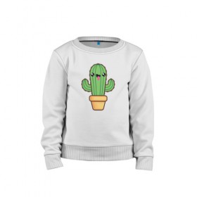 Детский свитшот хлопок с принтом Кактус в Курске, 100% хлопок | круглый вырез горловины, эластичные манжеты, пояс и воротник | cactus | кактус