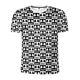 Мужская футболка 3D спортивная с принтом Marshmello Black&White в Курске, 100% полиэстер с улучшенными характеристиками | приталенный силуэт, круглая горловина, широкие плечи, сужается к линии бедра | black and white | christopher comstock | dj | marshmello | music | диджей | клубная музыка | клубняк | крис комсток | логотип | маршмеллоу | музыка | черно белый
