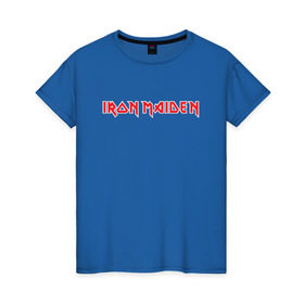 Женская футболка хлопок с принтом Iron Maiden в Курске, 100% хлопок | прямой крой, круглый вырез горловины, длина до линии бедер, слегка спущенное плечо | heavy metal | iron maiden | metal | music
