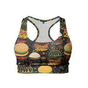 Женский спортивный топ 3D с принтом Гамбургеры в Курске, 82% полиэстер, 18% спандекс Ткань безопасна для здоровья, позволяет коже дышать, не мнется и не растягивается |  | hamburgers | sandwic | булочка | бутерброды | быстрая | гамбургер | гамбургеры | геометрический | графика | еда | зелень | иллюстрация | картинка | кунжут | мода | мясо | надпись | орнамент | рисунок | свежий