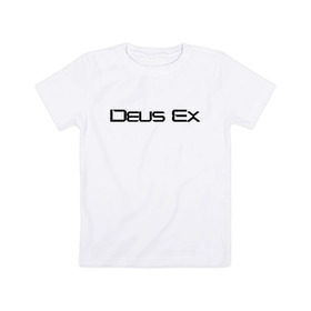 Детская футболка хлопок с принтом DEUS EX в Курске, 100% хлопок | круглый вырез горловины, полуприлегающий силуэт, длина до линии бедер | cyberpunk | deus ex | future | game | будущ | игра | киберпанк