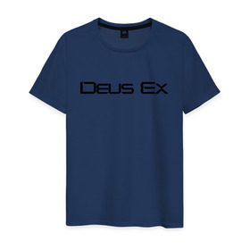 Мужская футболка хлопок с принтом DEUS EX в Курске, 100% хлопок | прямой крой, круглый вырез горловины, длина до линии бедер, слегка спущенное плечо. | cyberpunk | deus ex | future | game | будущ | игра | киберпанк