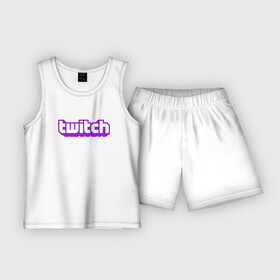 Детская пижама с шортами хлопок с принтом Twitch Logo в Курске,  |  | game | gamer | logo | twitch | twitties | игры | логотип | стрим | твитч