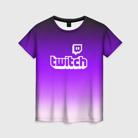 Женская футболка 3D с принтом Twitch в Курске, 100% полиэфир ( синтетическое хлопкоподобное полотно) | прямой крой, круглый вырез горловины, длина до линии бедер | game | gamer | logo | twitch | twitties | градиент | игры | логотип | стрим | твитч