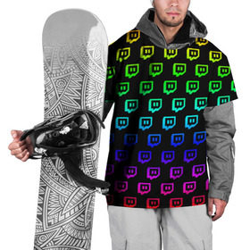 Накидка на куртку 3D с принтом Twitch в Курске, 100% полиэстер |  | game | gamer | logo | twitch | twitties | градиент | игры | логотип | стрим | твитч | текстура