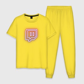 Мужская пижама хлопок с принтом Twitch Neon в Курске, 100% хлопок | брюки и футболка прямого кроя, без карманов, на брюках мягкая резинка на поясе и по низу штанин
 | twitch | неон | твитч | твич