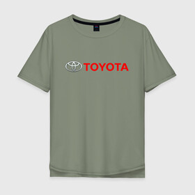 Мужская футболка хлопок Oversize с принтом TOYOTA в Курске, 100% хлопок | свободный крой, круглый ворот, “спинка” длиннее передней части | auto | sport | toyota | авто | автомобиль | автомобильные | бренд | марка | машины | спорт | тойота