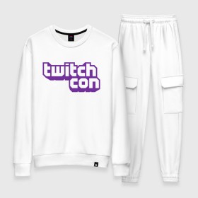 Женский костюм хлопок с принтом TwitchCon в Курске, 100% хлопок | на свитшоте круглая горловина, мягкая резинка по низу. Брюки заужены к низу, на них два вида карманов: два 