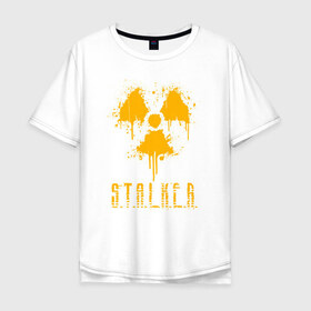 Мужская футболка хлопок Oversize с принтом S.T.A.L.K.E.R. в Курске, 100% хлопок | свободный крой, круглый ворот, “спинка” длиннее передней части | anomaly | bandit | chernobyl | logo | pripyat | shadow of chernobyl | stalker | stalker 2 | zone | аномалия | бандиты | зона | лого | меченый | припять | сталкер | сталкер 2 | тени чернобыля | чернобыль | чистое небо