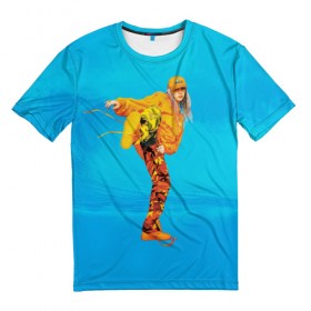 Мужская футболка 3D с принтом Ocean Billie в Курске, 100% полиэфир | прямой крой, круглый вырез горловины, длина до линии бедер | billie eilish | lovely | music | ocean eyes | pop | билли айлиш | девушка | музыка | океан | поп | эйлиш | элиш