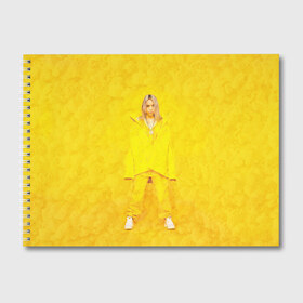 Альбом для рисования с принтом Yellow Billie в Курске, 100% бумага
 | матовая бумага, плотность 200 мг. | billie eilish | lovely | music | ocean eyes | pop | билли айлиш | девушка | музыка | океан | поп | эйлиш | элиш