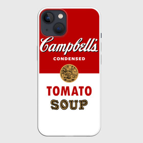 Чехол для iPhone 13 с принтом Банка с супом Кэмпбелл в Курске,  |  | campbell’s soup | pop art | popart | арт | банка с супом кэмпбелл | банки с супом кэмпбелл | большая банка супа кэмпбелл с открывашкой | поп арт | суп кэмпбелл | энди уорхол