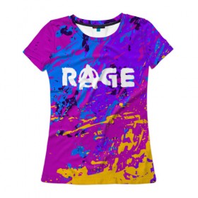 Женская футболка 3D с принтом RAGE 2 в Курске, 100% полиэфир ( синтетическое хлопкоподобное полотно) | прямой крой, круглый вырез горловины, длина до линии бедер | apocalypse | game | paints | rage | rage 2 | апокалипсис | безумие | брызги | игра | краски