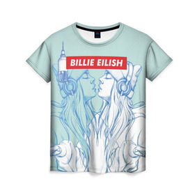Женская футболка 3D с принтом Billie Eilish в Курске, 100% полиэфир ( синтетическое хлопкоподобное полотно) | прямой крой, круглый вырез горловины, длина до линии бедер | billie eilish | lovely | music | ocean eyes | pop | билли айлиш | девушка | музыка | океан | поп | эйлиш | элиш