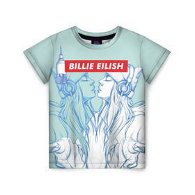 Детская футболка 3D с принтом Billie Eilish в Курске, 100% гипоаллергенный полиэфир | прямой крой, круглый вырез горловины, длина до линии бедер, чуть спущенное плечо, ткань немного тянется | billie eilish | lovely | music | ocean eyes | pop | билли айлиш | девушка | музыка | океан | поп | эйлиш | элиш