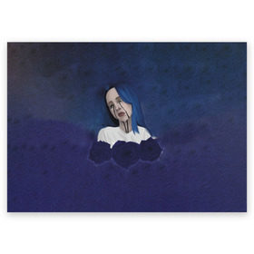Поздравительная открытка с принтом Billie Eilish Flowers в Курске, 100% бумага | плотность бумаги 280 г/м2, матовая, на обратной стороне линовка и место для марки
 | billie eilish | lovely | music | ocean eyes | pop | билли айлиш | девушка | музыка | океан | поп | эйлиш | элиш