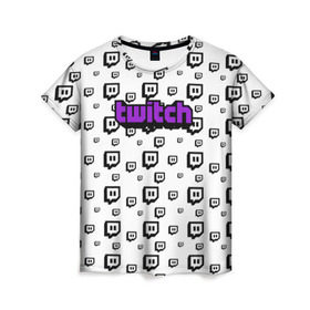 Женская футболка 3D с принтом Twitch в Курске, 100% полиэфир ( синтетическое хлопкоподобное полотно) | прямой крой, круглый вырез горловины, длина до линии бедер | game | gamer | logo | pattern | twitch | twitties | игры | логотип | паттерн | стрим | твитч | текстура