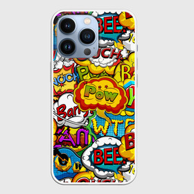 Чехол для iPhone 13 Pro с принтом Звуки комиксов в Курске,  |  | backgroun | bubbles | clouds | collage | comic | sounds | speech | words | графика | звезды | звуки | иллюстрация | искусство | картинка | коллаж | комикс | мода | молнии | надпись | облака | поп арт | пузыри | растр | речь | рисунок
