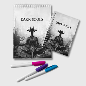 Блокнот с принтом Dark Souls в Курске, 100% бумага | 48 листов, плотность листов — 60 г/м2, плотность картонной обложки — 250 г/м2. Листы скреплены удобной пружинной спиралью. Цвет линий — светло-серый
 | Тематика изображения на принте: dark souls | games | praise the sun | игры | компьютерные игры | рыцарь | тёмные души