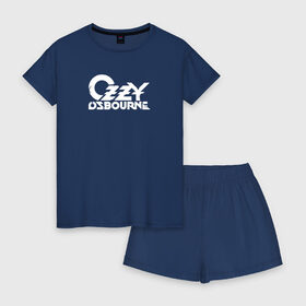 Женская пижама с шортиками хлопок с принтом Ozzy Osbourne в Курске, 100% хлопок | футболка прямого кроя, шорты свободные с широкой мягкой резинкой | heavy | ozzy osbourne