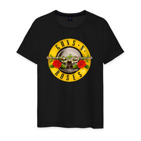 Мужская футболка хлопок с принтом Guns N` Roses в Курске, 100% хлопок | прямой крой, круглый вырез горловины, длина до линии бедер, слегка спущенное плечо. | guns n roses | hard rock