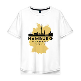 Мужская футболка хлопок Oversize с принтом Гамбург - Германия в Курске, 100% хлопок | свободный крой, круглый ворот, “спинка” длиннее передней части | adventure | city | germany | travel | world | берлин | гамбург | германия | город | государство | европа | жизнь | карта | культура | люди | мир | народ | партиот | планета | приключение | путешествие | спорт | ссср | столи