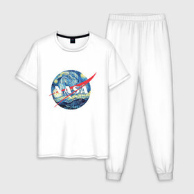 Мужская пижама хлопок с принтом NASA в Курске, 100% хлопок | брюки и футболка прямого кроя, без карманов, на брюках мягкая резинка на поясе и по низу штанин
 | alien | earth | express | futurama | galaxy | moon | nasa | planet | space | star | ufo | world | астронавт | вселенная | гагарин | галактика | звезда | звезды | земля | космонавт | космос | луна | мир | наса | небо | нло | планета | полёт