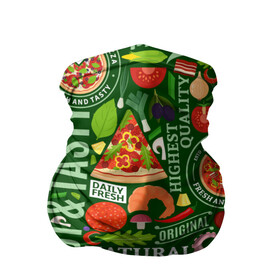 Бандана-труба 3D с принтом Итальянская пицца в Курске, 100% полиэстер, ткань с особыми свойствами — Activecool | плотность 150‒180 г/м2; хорошо тянется, но сохраняет форму | Тематика изображения на принте: бекон | вкусная | волны | грибы | доля | еда | зелень | ингредиенты | искусство | италия | итальянская | ковёр | колбаса | кори | креветки | курица | лук | мясо | натуральная | оливки | орнамент | перец