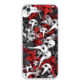 Чехол для iPhone 5/5S матовый с принтом Венецианские маски в Курске, Силикон | Область печати: задняя сторона чехла, без боковых панелей | белый | венеция | длинный | карнавал | красный | маска | маскарад | нос | паттрен | театр | хипстер | черный