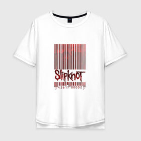 Мужская футболка хлопок Oversize с принтом Slipknot в Курске, 100% хлопок | свободный крой, круглый ворот, “спинка” длиннее передней части | Тематика изображения на принте: code | metal | music | rock | штрих | штрихкод