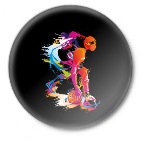Значок с принтом Баскетбол в Курске,  металл | круглая форма, металлическая застежка в виде булавки | Тематика изображения на принте: абстракция | баскетбол | бежит | белые | болельщик | игра | игрок | иллюстрация | коллаж | красные | кроссовки | мода | мяч | путешествие | радуга | серые | сила | скорость | спектр | спорт | спортсмен