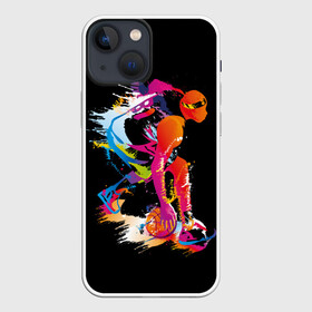 Чехол для iPhone 13 mini с принтом Баскетбол в Курске,  |  | абстракция | баскетбол | бежит | белые | болельщик | игра | игрок | иллюстрация | коллаж | красные | кроссовки | мода | мяч | путешествие | радуга | серые | сила | скорость | спектр | спорт | спортсмен