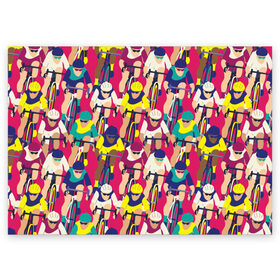 Поздравительная открытка с принтом Велоспорт в Курске, 100% бумага | плотность бумаги 280 г/м2, матовая, на обратной стороне линовка и место для марки
 | Тематика изображения на принте: athletes | bicycles | cycling | cyclists | sp | болельщик | велогонка | велосипедисты | велосипеды | графика | иллюстрация | искусство | картинка | красный | мода | поп арт | рисунок | сила | скорость | современное