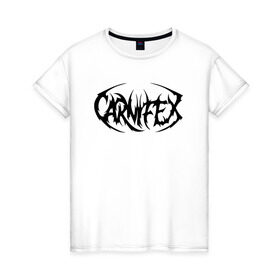 Женская футболка хлопок с принтом Carnifex в Курске, 100% хлопок | прямой крой, круглый вырез горловины, длина до линии бедер, слегка спущенное плечо | carnifex | deathcore