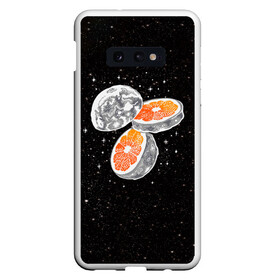 Чехол для Samsung S10E с принтом Луна в Курске, Силикон | Область печати: задняя сторона чехла, без боковых панелей | cosmic | galaxy | moon | orange | апельсин | в космосе | галактика | космос | луна | планета | планеты