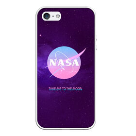 Чехол для iPhone 5/5S матовый с принтом NASA Take me to the Moon в Курске, Силикон | Область печати: задняя сторона чехла, без боковых панелей | administration | aeronautics | brand | logo | nasa | national | oldschool | space | usa | исследование | космос | лого | наса | национальное | олдскул | сша | управление