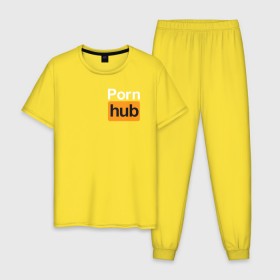 Мужская пижама хлопок с принтом Pornhub (логотип с боку) в Курске, 100% хлопок | брюки и футболка прямого кроя, без карманов, на брюках мягкая резинка на поясе и по низу штанин
 | brazzers | видео | любовь | хаб | чувства