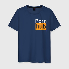 Мужская футболка хлопок с принтом Pornhub (логотип с боку) в Курске, 100% хлопок | прямой крой, круглый вырез горловины, длина до линии бедер, слегка спущенное плечо. | brazzers | видео | любовь | хаб | чувства