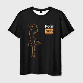 Мужская футболка 3D с принтом Pornhub (neon girl) в Курске, 100% полиэфир | прямой крой, круглый вырез горловины, длина до линии бедер | brazzers | видео | девушка | любовь | неон | свечение | силуэт | фигура | хаб | чувства