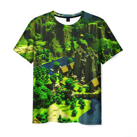 Мужская футболка 3D с принтом Minecraft в Курске, 100% полиэфир | прямой крой, круглый вырез горловины, длина до линии бедер | blade | blocks | creeper | cubes | game | ken | mine craft | minecraft | mobs | sword | игры | крипер | майн крафт | майнкрафт | моб