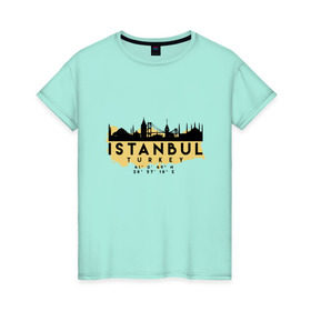 Женская футболка хлопок с принтом Стамбул - Турция в Курске, 100% хлопок | прямой крой, круглый вырез горловины, длина до линии бедер, слегка спущенное плечо | adventure | city | travel | turkey | world | город | государство | европа | жизнь | карта | культура | люди | мир | народ | памятни | партиот | планета | приключение | путешествие | спорт | ссср | стамбул | столица | страна
